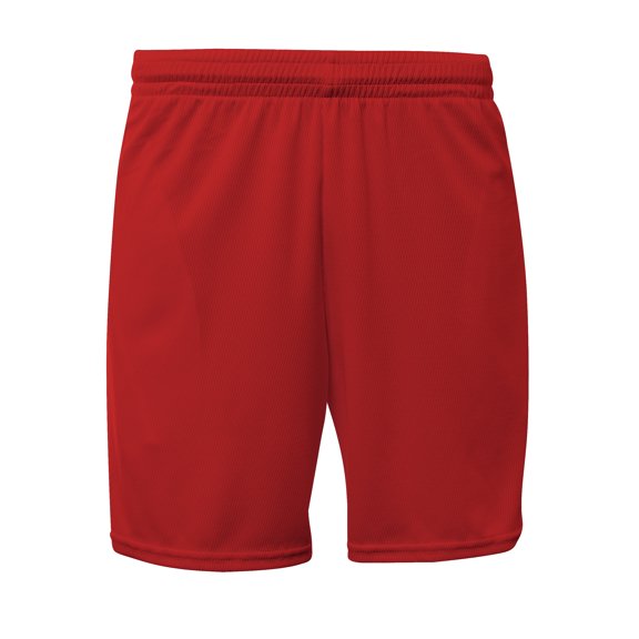 A4 N5384 Mens Flatback Mesh Short with Pockets - Scarlet - S