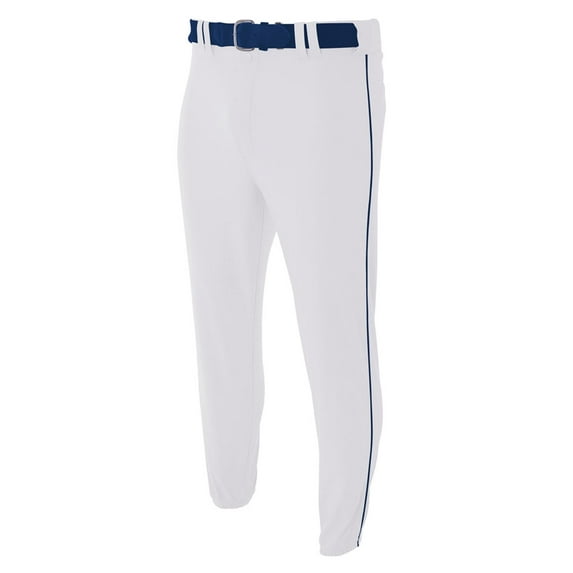 A4 N6178 Adult Pro Style Elastic Bottom Baseball Pant - White & Navy, 2XL