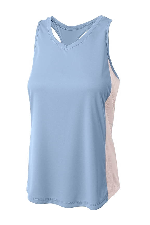 NW2009 Womens Pacer Singlet with Racerback - Lt Blue/White - XS