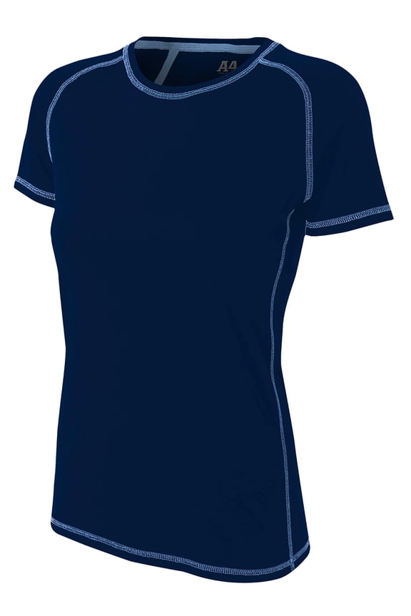 NW3275 Womens Fitted Raglan with Flatlock Stitching - Navy - L