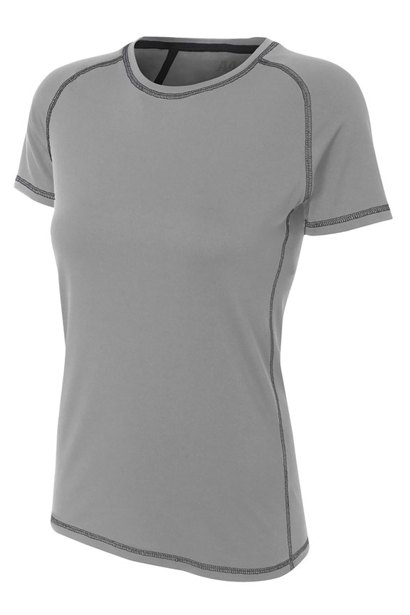 NW3275 Womens Fitted Raglan with Flatlock Stitching - Silver - L