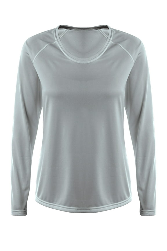 NW3396 Womens Long Sleeve Odor Resistant SureColor Cationic Round Neck T Shirt