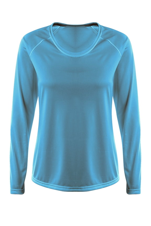 NW3396 Womens Long Sleeve Odor Resistant SureColor Cationic Round Neck T Shirt