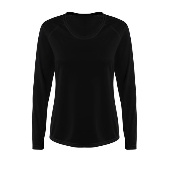 A4 SureColor Long Sleeve Cationic Tee Stain Release and Odor Resistant for Easy Care For Womens Color Black Size XS