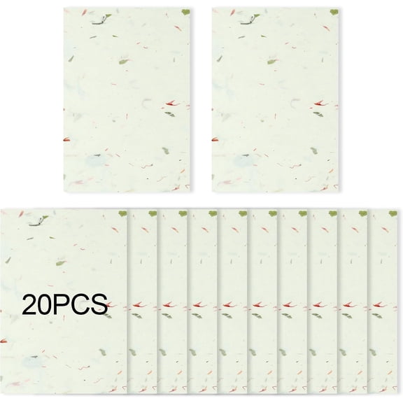 A4 Natural Fiber Mulberry Paper 20 Sheets: Natural Decoupage Tissue Paper for Writing Painting, Decorative Card Making Papers DIY Craft (Tea Flower)