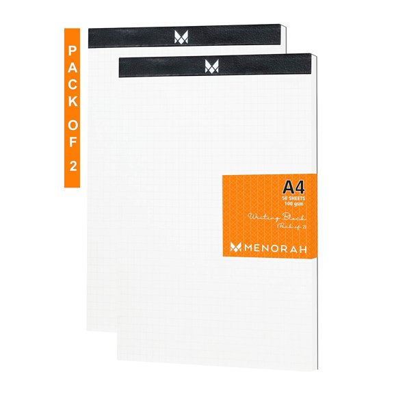 A4 Office Note Pad, Memo Book, 50 Sheets/100 Pages - Tear Off Squared/Squared Pages, Pack Of 2