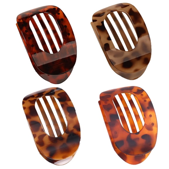 A4 PCS Flat Hair Clips, Round Flat Claw Clips for Women and Girls, Strong Hold French Hair Clips for Thick Thin Hair, Stylish Medium Classic Hair Barrettes