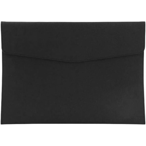 A4 PU Leather Document Folder with Snap Closure File Holder for Letter Size Black Waterproof Portfolio Envelope File Oragnizer Pocket Storage Case for Receipt Contract Stationery Tablet Black