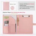 thumbnail image 1 of A4 Padfolio for man / women PU File Folder Business Document Holder Clipboard Folder PU Leather Organizer Meeting Pad Office Pink B, 1 of 6