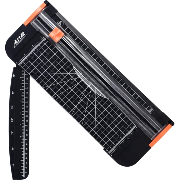 A4 Paper Cutter, 12 inch Slider Paper Trimmer with Security Blade and Foldable Ruler, for Crafting, Scrapbooking, Cardstock, Photo, Office, Black
