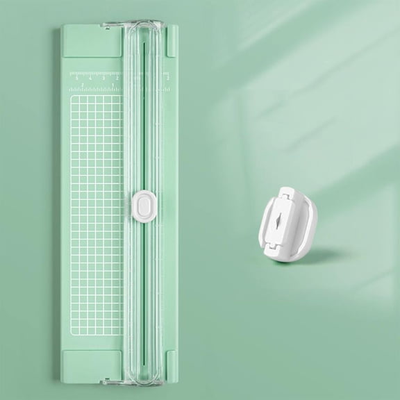A4 Paper Cutter Mini Non Slip Photo Trimmer Lightweight Hand Tool with Ruler for Office DIY Crafts Stationery Paper Photo Cutting Craft Projects,Paper Trimmer,Mint Green,Trimmerx1+Bladex1