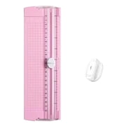 A4 Paper Cutter, Safety Blade Paper Trimmer, 3.46x10.62 Inch Sliding Craft Cutter, Portable Cutting Tool, Trimmer for Paper, Coupon, Label and Cardstock Processing,Pink
