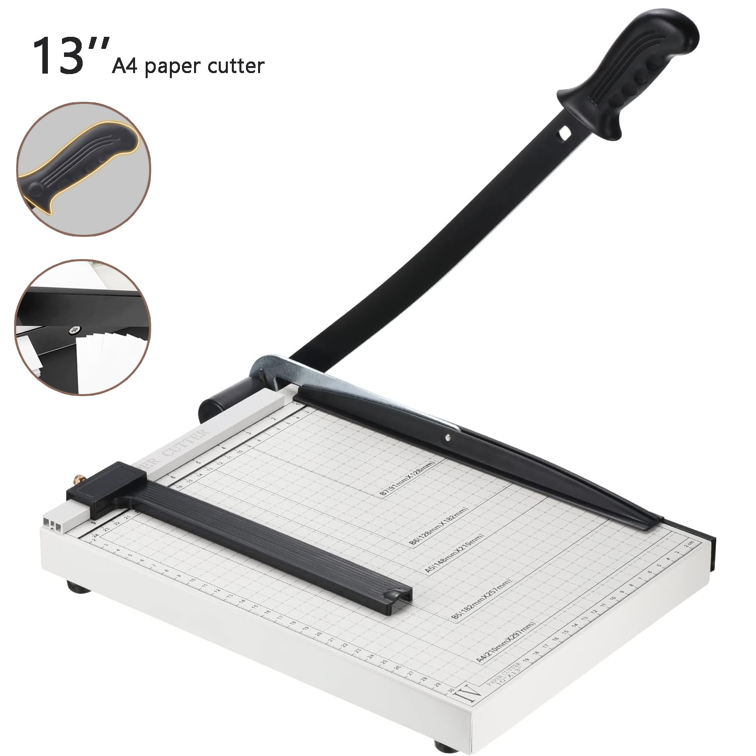A4 Paper Cutter, Stack Paper Trimmer Guillotine 13” Cutting Length,  Commercial Grade Guillotine Paper Slicer Cutter, 12 Sheet Capacity, for  Office