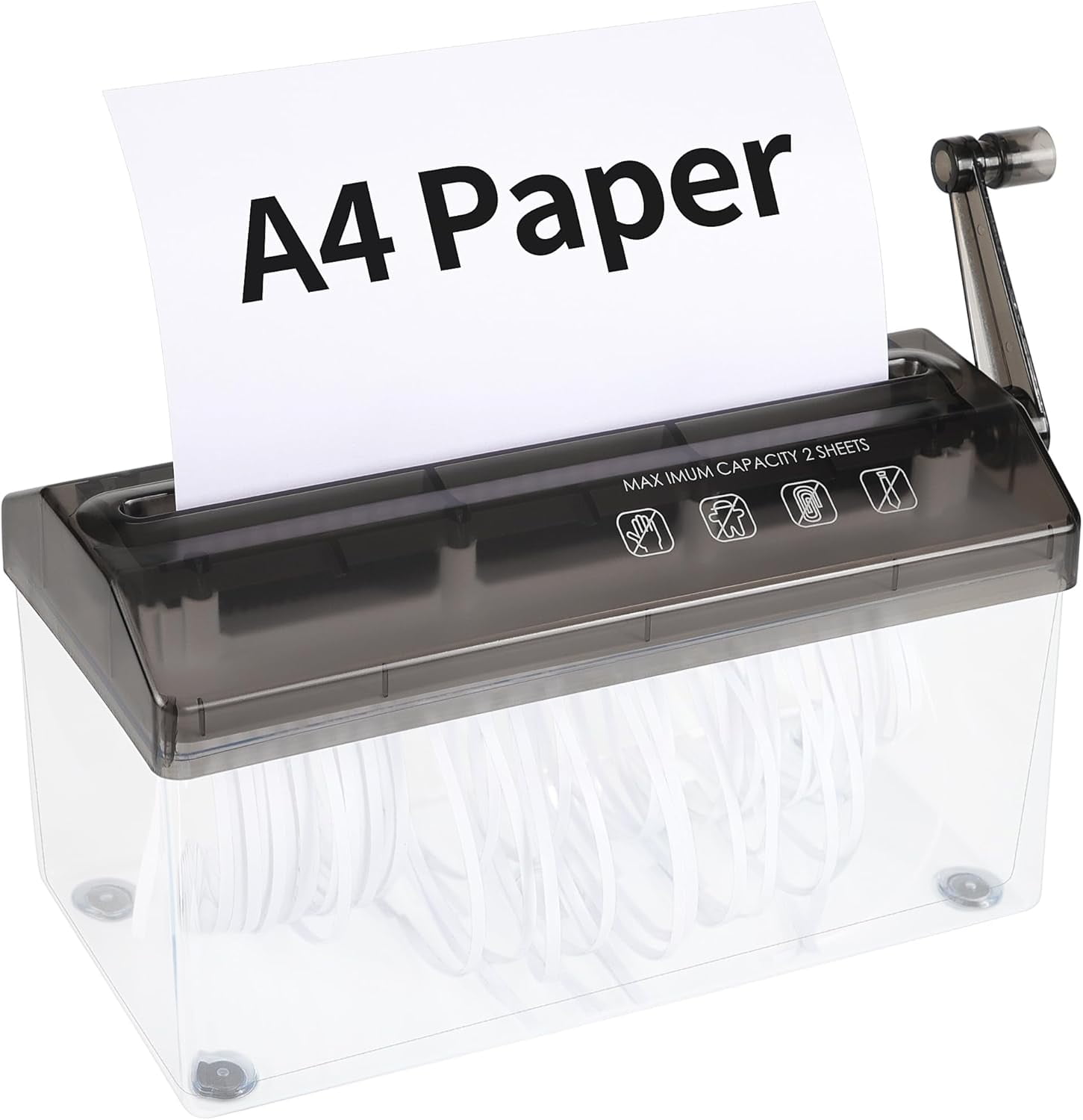 A4 Paper Manual Shredder - Black Portable Mini Paper Grinder Capacity 3L for A4 Files Documents Straight Cutting Tool Home Office Desktop Supplies WD23BK