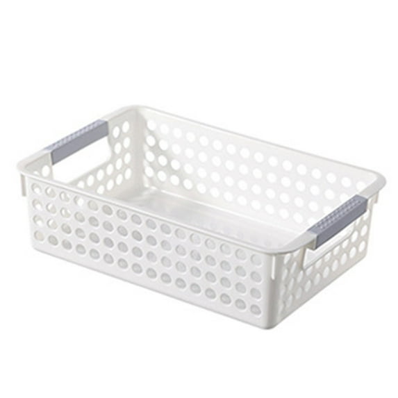 A4 Paper Trays with Grip Handles, 10.43x6.77x2.87"Heavy Duty Book Baskets for Library, Drawers, Office, Home, Desk, Turn in Trays, Plastic Storage Baskets (White/1 Pcs)