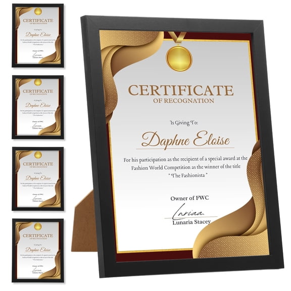 A4 Picture Frame Set of 5, Photo Frame with Acrylic, with Hanging Hole and Stand Diploma,for Wall and Tabletop Display Diploma Certificate Degree, Gallary Wall Frame