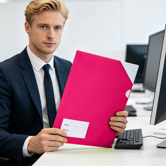 A4 Plastic Document Folder with L-Shaped Opening, Frosted Transparent File Sleeve for A4 Papers, Waterproof Office School Study Organizer
