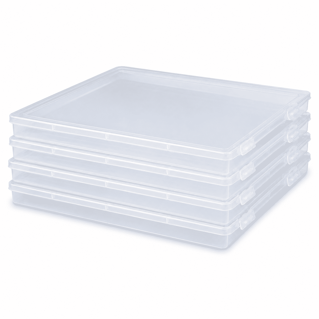 Kabuer A4 Plastic File Box Paper Organizer Craft Boxs 4pack - Home Document Holder Craft Organization and Storage Office Supplies and Organizers