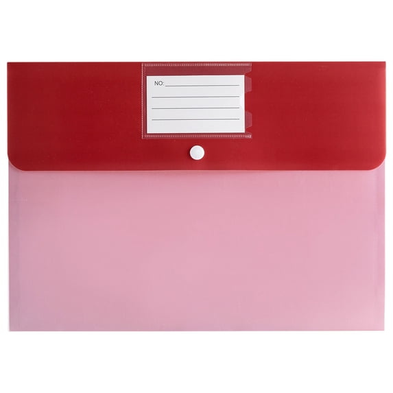 A4 Plastic Envelopes File Folders, 12.99X9.25" Clear Folders with Label Pocket, Document Folders with Snap Button Closure, Waterproof File Envelopes, Paper Storage Bag for Office Filing Supplies