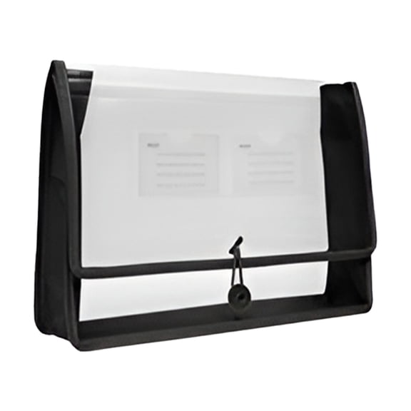 A4 Plastic File Wallet Envelope,Expanding File Folder Document Organizer with Elastic Closure & Label Pocket,9.45x13.19x2.76 inch Transparent Colored Water-proof Accordion File Pouch (Black)