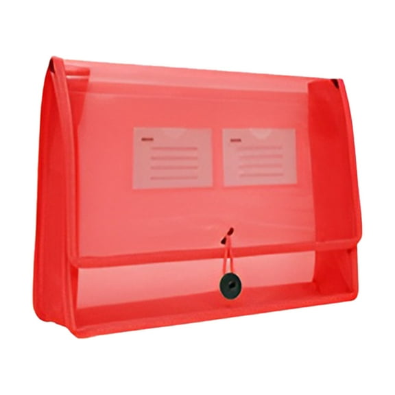 A4 Plastic File Wallet Envelope Expanding File Folder Document Organizer with Snap Closure & Label Pocket Clear Colored Waterproof Accordion File Pouch for Office Home (1 Pack,Red)