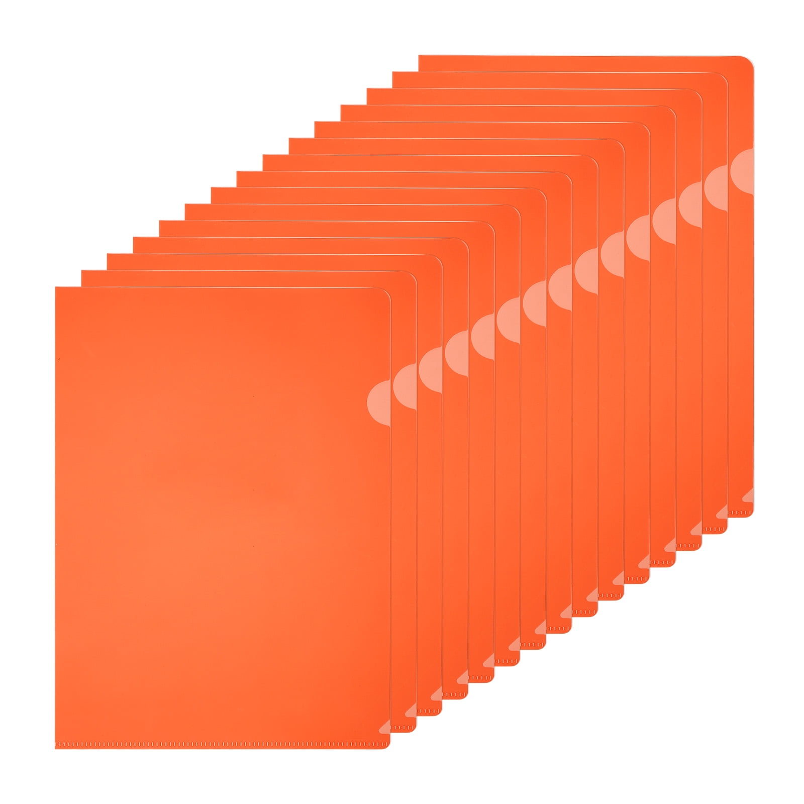 A4 Plastic Folders, 40 Pack Clear Folders L Type Project Pockets Paper Document Jacket Sleeves L Shaped Transparent for Documents Plastic Office File, 8.7x12.2in, Orange