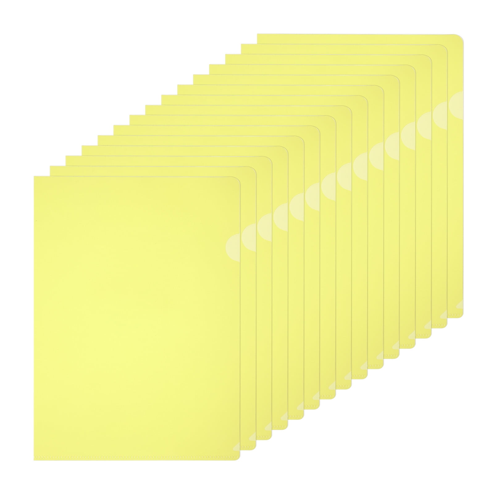 A4 Plastic Folders, 40 Pack Clear Folders L Type Project Pockets Paper Document Jacket Sleeves L Shaped Transparent for Documents Plastic Office File, 8.7x12.2in, Yellow
