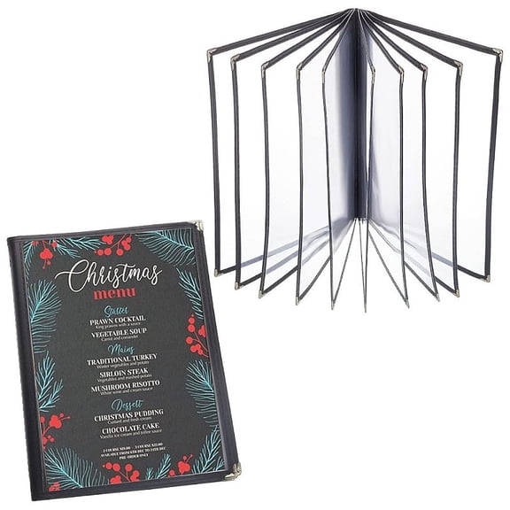 A4 Plastic Menu Book Protector Rectangle with Imitation Leather Clear 318x240x17mm 10 pages for DIY