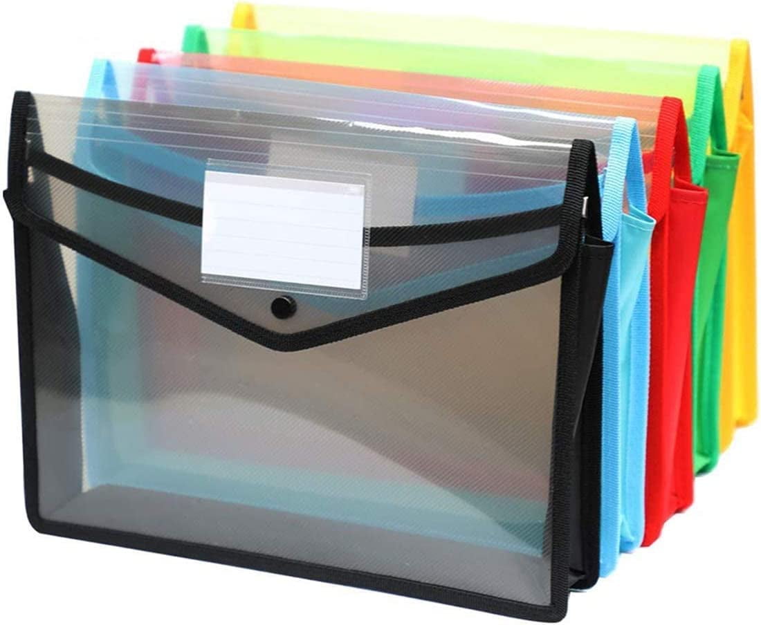 A4 Plastic Wallet Folders with Popper Document Pockets with Button for School Office Home