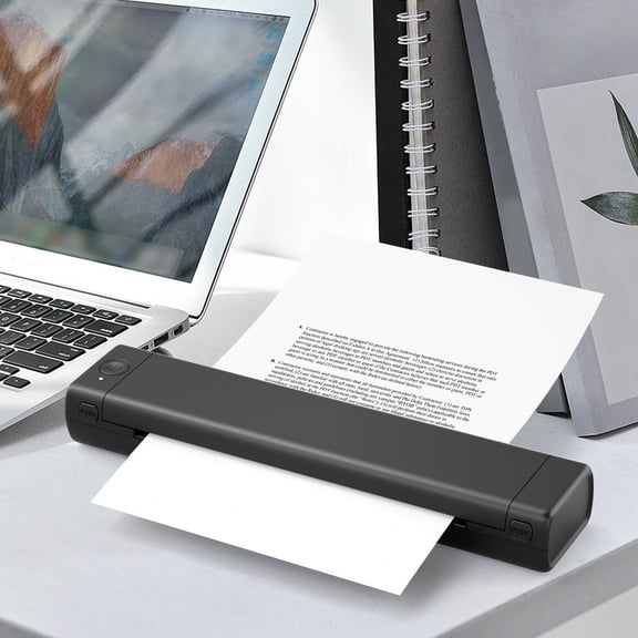 A4 Portable Printer Wireless for Travel, Bluetooth Thermal Printer Support A4 Thermal Paper, Compatible with Android iOS Phone & Laptop, Inkless Compact for Home Office Vehicles, Black