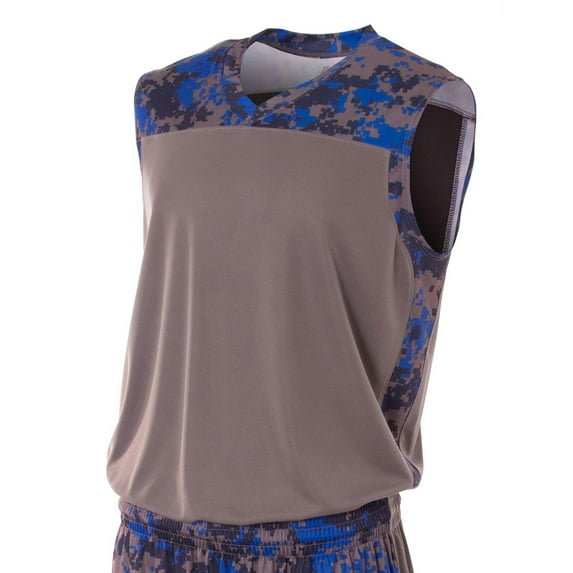 A4 Printed Camo Performance Muscle For Teen Male in Royal | NB2345