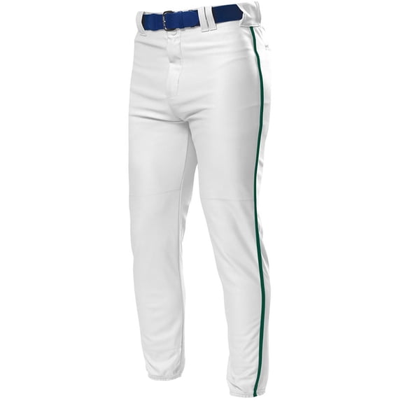 A4 Pro-Style Elastic Bottom Baseball Pant For Men in White/Forest | N6178