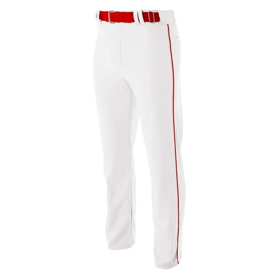 A4 Pro-Style Open Bottom Baseball Pant, NB6162, WHITE/ SCARLET, Large