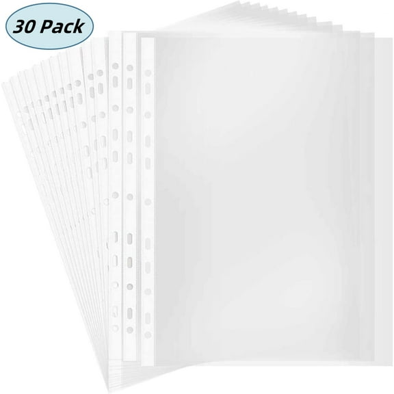 A4 Punched Pocket, 100 Pages/pack Sheet Protector Binder Pocket Paper File Letter Sheet Protector Binder Sleeves, Clear Sheet Protector Transparent Document Pocket Folder Wallets Sleeves(Transparent)