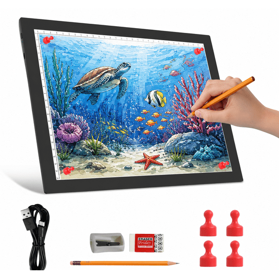 Elice Rechargeable A4 Tracing Light Box, Portable Light Box with Tilt, 2500mAH Battery Powered LED Light Box for Drawing, Sketching, Diamond Art Painting Kits