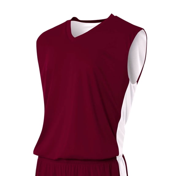 A4 Reversible Moisture Management Muscle For Men in Maroon White | N2320