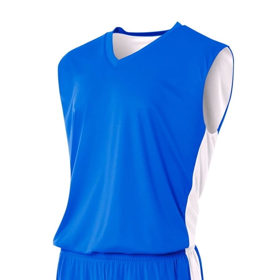 A4 Reversible Moisture Management Muscle For Men in Royal/White | N2320