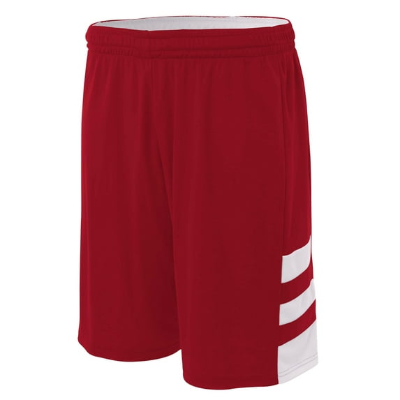 A4 Reversible Speedway 8" Short For Teen Male in Cardinal/White | NB5334