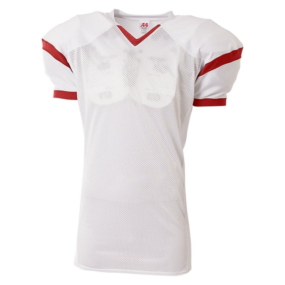A4 Rollout Football Jersey For Men in White Scarlet | N4265