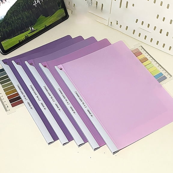 A4 Rotating Lever Arch File Folder - 5-Pack Swivel Stick Document Holder - Thick Exam Paper Organizer - Purple