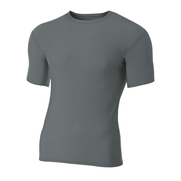 A4 Short Sleeve Compression Crew For Men in Graphite N3130