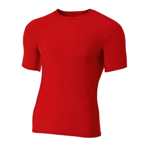 A4 Short Sleeve Compression Crew For Men in Scarlet | N3130