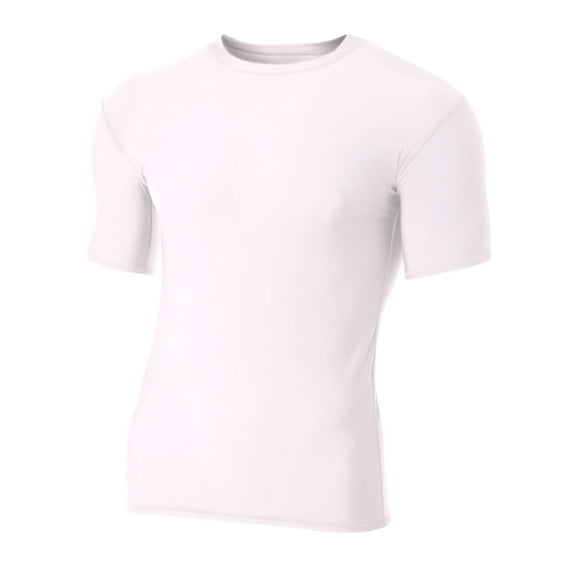 A4 Short Sleeve Compression Crew For Men in White N3130