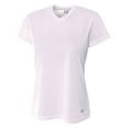 thumbnail image 1 of A4 Short Sleeve V-Neck Bird's Eye Mesh Tee For Women in White NW3254, 1 of 2