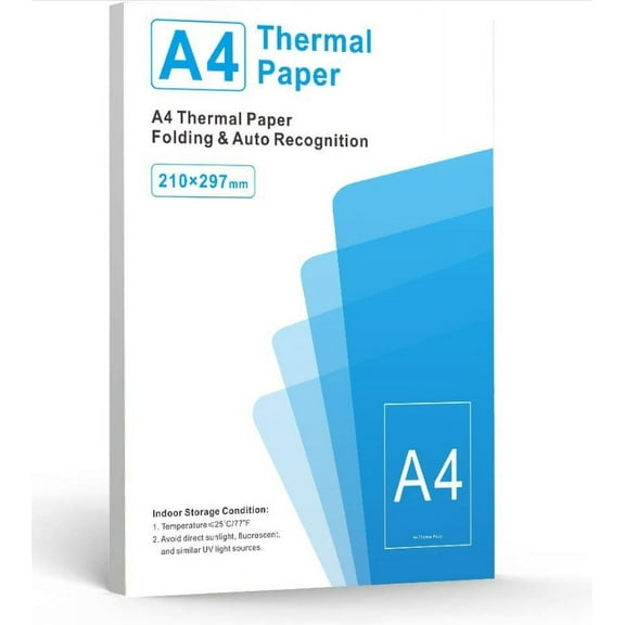 A4 Size 8.27''×11.69'' Quick-Dry Folded Thermal Paper, 100 Sheets, Only Works with Thermal Printer, Multipurpose Thermal Paper for Office, Contract
