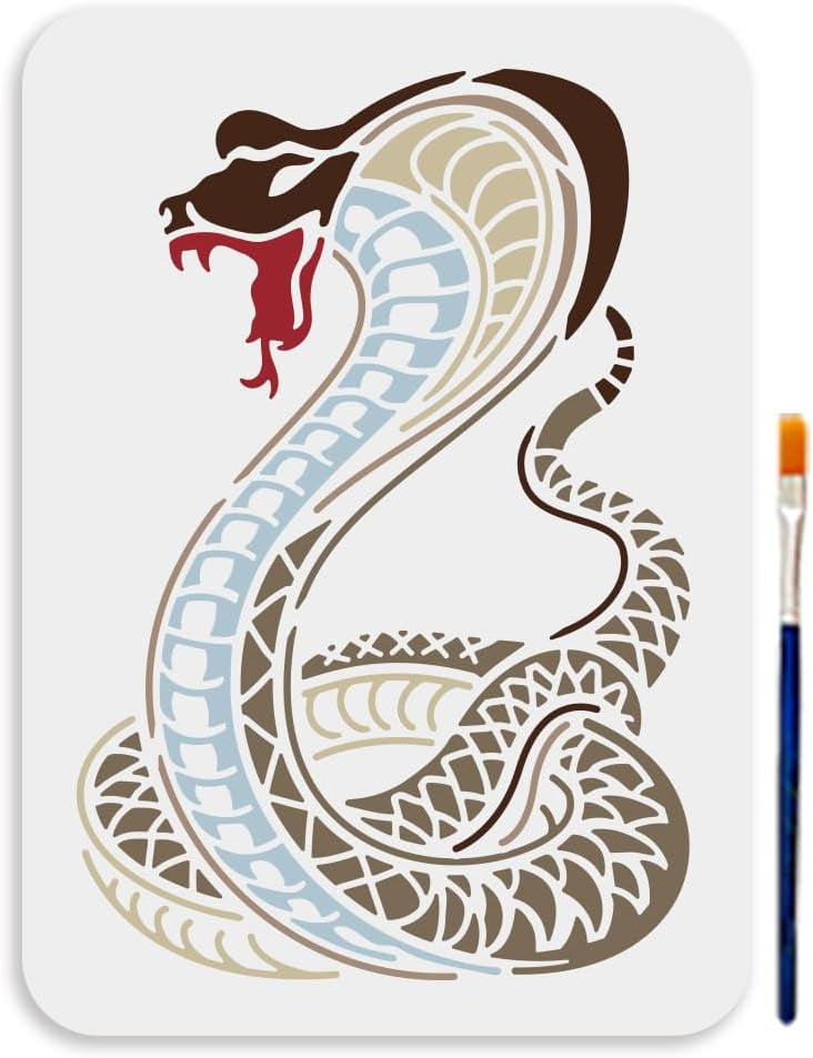 A4 Size Cobra Snake Cold Blooded Animal Template 11.7x8.3inchs Reusable ...