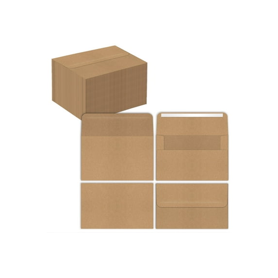 A4 Size Kraft Invitation Envelopes, 100-Pack, Strong Bond Paper, by Better Office Products, Square Flap with Peel & Stick Closure, Use with 4 x 6 inch Invitation Cards, 100 Pack (4.25 x 6.25 inch)