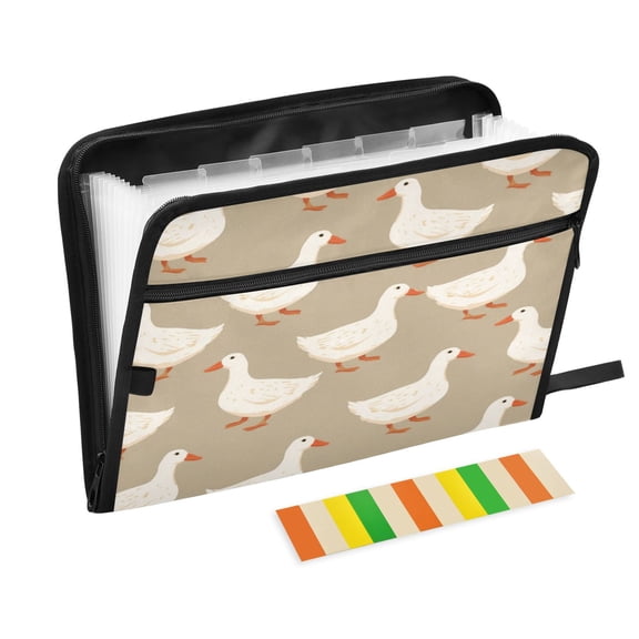A4 Size Organ Folder with 13 Separate Pockets Document Sorting Storage File Manager for Home Office Beige Duck Country Life