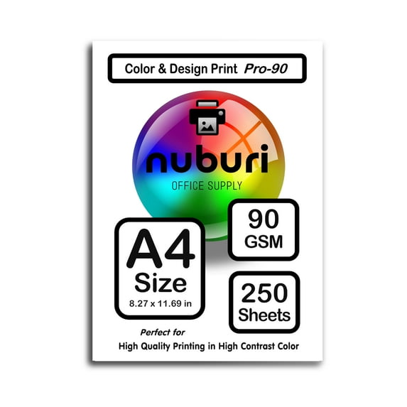 A4 Size Paper - Color & Design Print - 90 gsm / 24 lb. (250 Sheets)