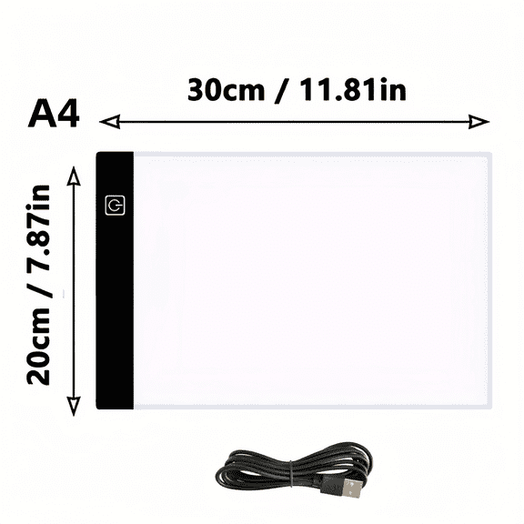 A4 - Sized Black LED Lighting Drawing Board with USB Power - for Artists, Sketching, Calligraphy & Design Work